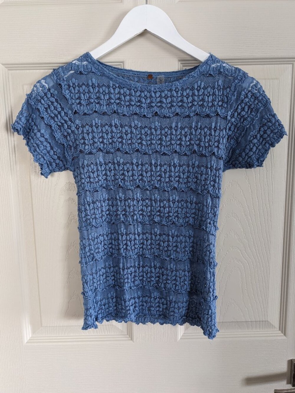 FREE PEOPLE Intimately Angelina Lace Tee XS Allure Blue